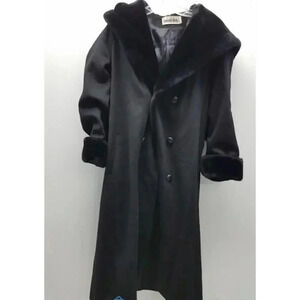 Vintage LESLIE FAY Black Formal Faux Fur/Wool Coat 10